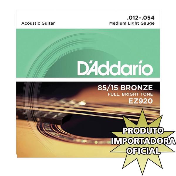Encordoamento de ACO para Violao EZ920 6 Cordas Medium LIGHT .012-.054 - Daddario - D'addario