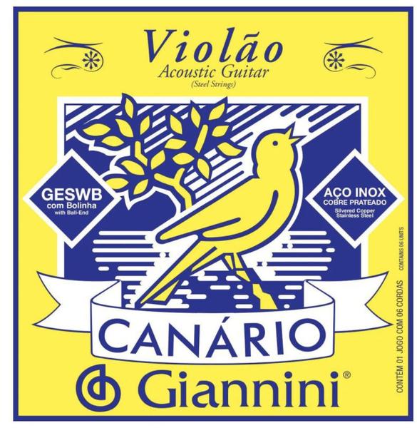 Encordoamento de Violão Giannini Canário Aço com Bolinha - Geswb