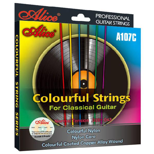 Encordoamento de Violão Nylon Colorido Alice A107C Cordas de Nylon Coloridas