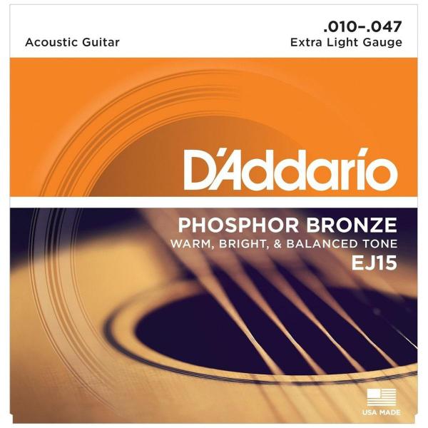 Encordoamento de Violão Phosphor 0.10 Aço Bronze Ej15 D Addario - Daddario