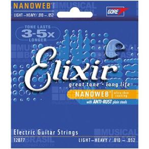 Encordoamento Elixir 12077 Light-Heavy (.010-.052) para Guitarra (Nanoweb)