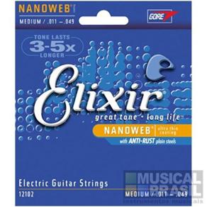Encordoamento Elixir 12102 Medium (.011-.049) para Guitarra (Nanoweb)