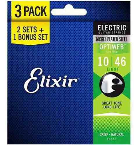 Encordoamento Elixir Guitarra 010046 Optiweb Light Pack Leve 3 Pague 2