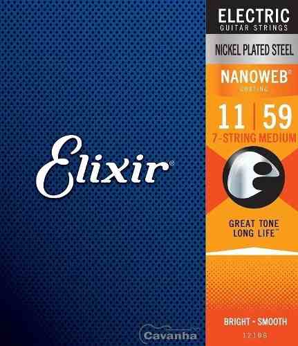 Encordoamento Elixir Guitarra Nanoweb Medium 7 Cordas 12106
