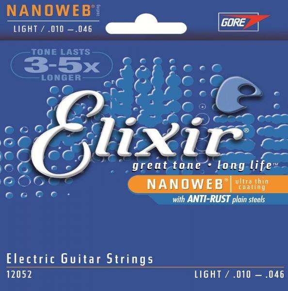 Encordoamento Elixir para Guitarra Nanoweb 010 Light Leve