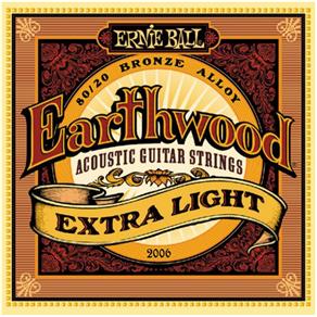 Encordoamento Ernie Ball Violão Aço Earthwood 010 Extra Leve