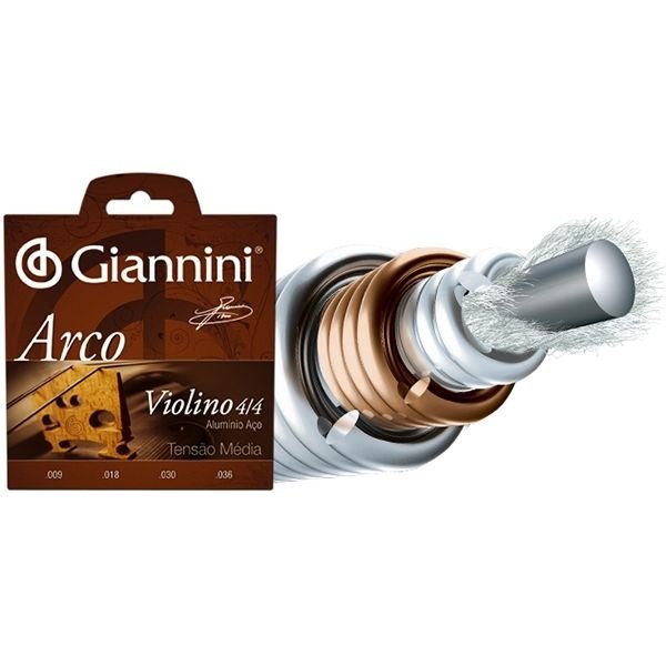 Encordoamento Giannini - Arco Violino 4/4 Alumínio Aço Geavva