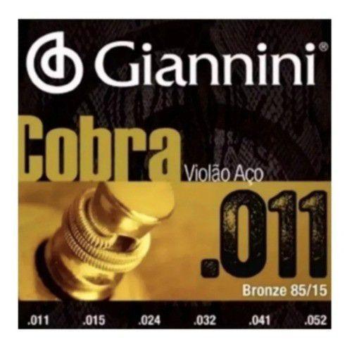 Encordoamento Giannini Cobra Violão Aço 011 Bronze 85/15