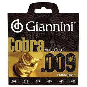 Encordoamento Giannini GEEWAK Violão Aço 009 Série Cobra Bronze 85/15