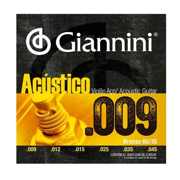 Encordoamento Giannini GESWAL .009/0.45 Bronze para Violão