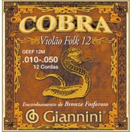 Encordoamento Giannini P Violão Aço 12 Cordas Serie Cobra Geef12mf Leve .010 - .050 (Bronze Fosforos