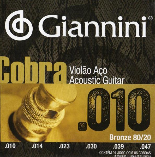 Encordoamento Giannini Violão Aço Bronze CA82XL Cordas 010