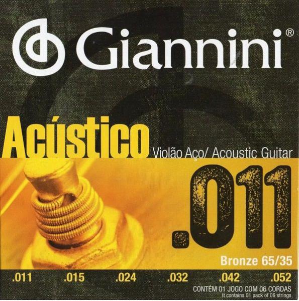 Encordoamento Giannini Violão Aço GESPW Cordas 011