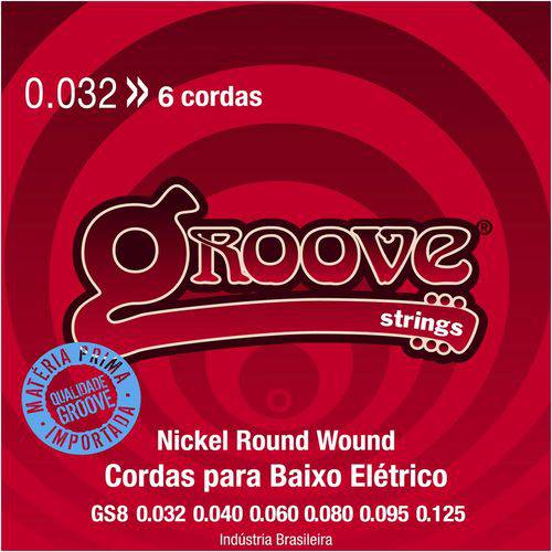 Encordoamento Groove para Baixo de 6 Cordas 032 125 GS8 Nickel Wound