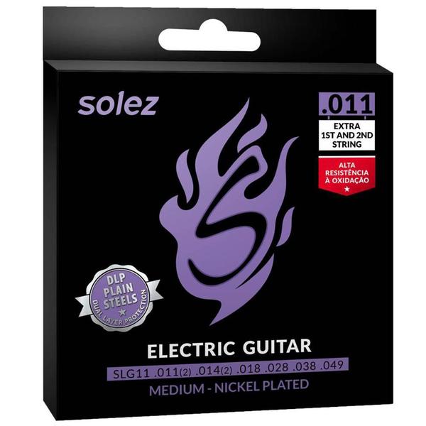 Encordoamento Guitarra 0.11 SLG11 Proteção DLP 1ª e 2ª Cordas Extra - Solez