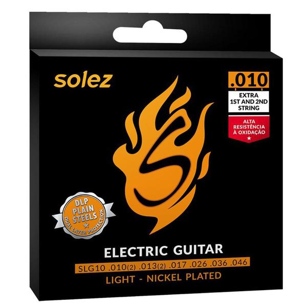 Encordoamento Guitarra 010 SLG10 com Proteção DLP e 2 Cordas Extras - Solez