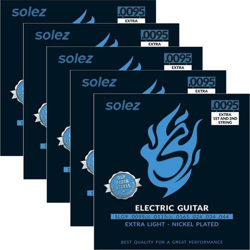 Encordoamento Guitarra 09.5 044 Híbrido Solez SLG95 - Kit C/ 5 Unidades