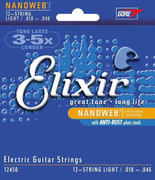 Encordoamento Guitarra 12 Cordas 010 Light Nano 12450 Elixir