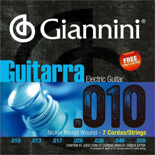 Encordoamento Guitarra 7 Cordas Giannini 010 059 GEEGST710