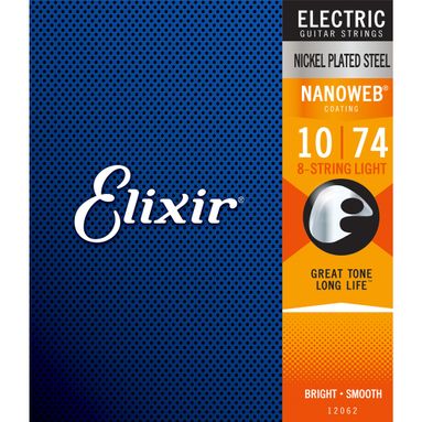 Encordoamento Guitarra 8 Cordas Elixir 12062 010-074 Nanoweb Light