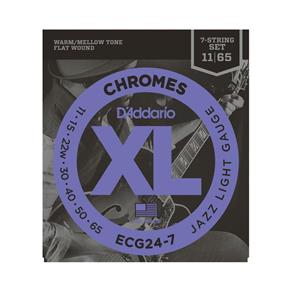 Encordoamento Guitarra D`Addario ECG24-7 .011 XL Chromes Flat Wound Jazz Light com Corda Extra
