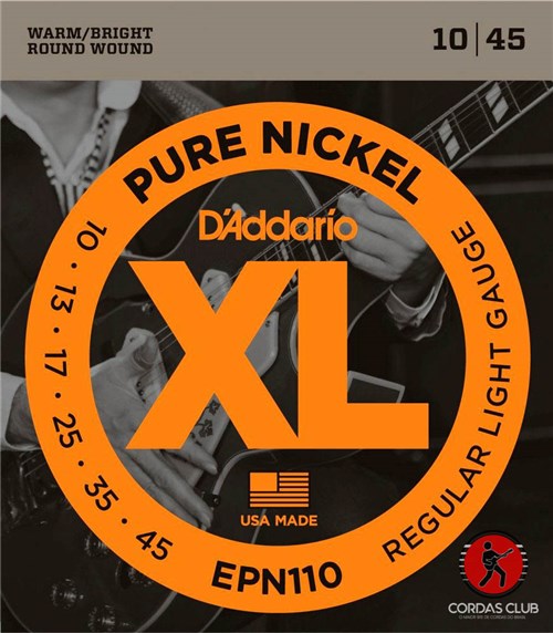 Encordoamento Guitarra D'Addario Pure Nickel 010 - EPN110