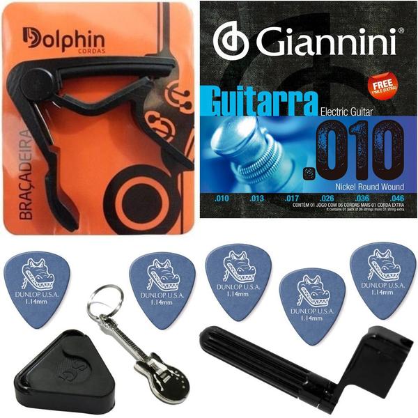 Encordoamento Guitarra Giannini 010 046 Nickel Wound GEEGST10 + Kit de Acessórios IZ3