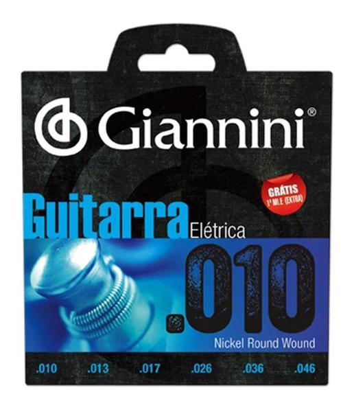 Encordoamento Guitarra Giannini .010 Geegst10 + Mi Extra - Cordas de Guitarra