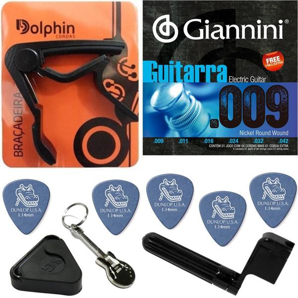 Encordoamento Guitarra Giannini 09 042 Nickel Wound GEEGST9 + Kit de Acessórios IZ3