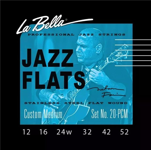Encordoamento Guitarra La Bella Jazz Flats .012 Nelson Faria 20-Pcm Cu...