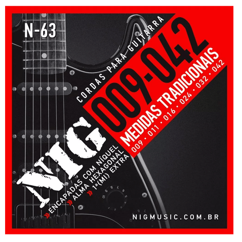 Encordoamento Guitarra Nig N63 0.09 - 0.42 Tradicional
