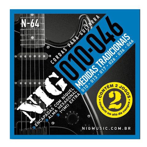 Encordoamento Guitarra Nig 2n64 Duplo 0.10 - 0.42