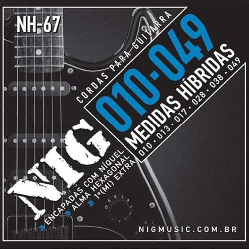 Encordoamento Nig Cordas de Guitarra 010 Hibrida Nh67
