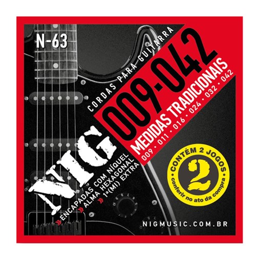 Encordoamento Nig Duplo 2N63 P/ Guitarra 009/.042 - Ec0384