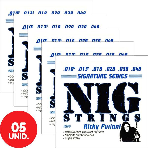 Encordoamento Nig Guitarra 010,5 048 Rick Furlani Signature RK70 - Kit com 5 Unidades
