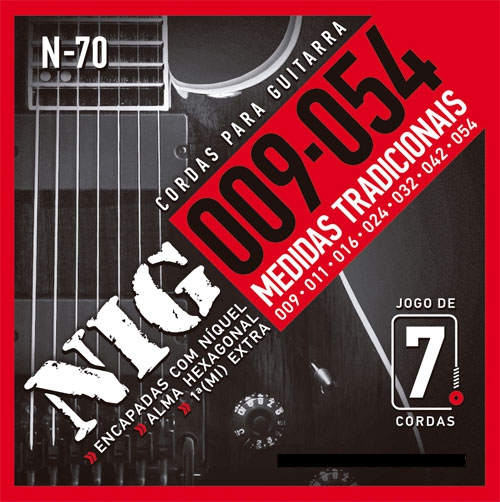 Encordoamento NIG N70 P/ Guitarra 7 Cordas 0.09 - 0.54 - EC0068 - Nig Strings