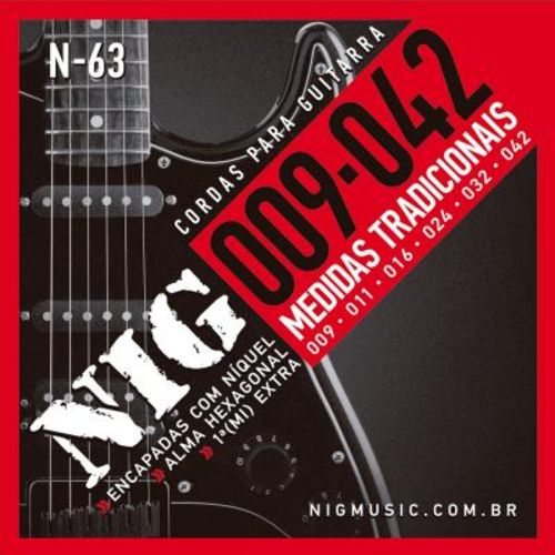 Encordoamento Nig para Guitarra N-63 - 0.09"/.042"
