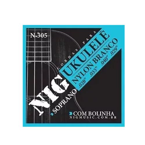Encordoamento Nig para Ukulele Soprano N-305 - Nylon Branco -0.028 / 0.029
