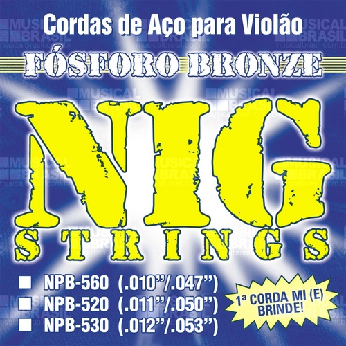 Encordoamento Nig para Violão Aco (.011-.050) Bronze Fosforoso Npb520