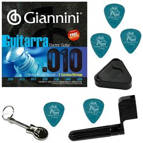 Encordoamento P/ Guitarra de 7 Cordas Giannini 010 GEEGST710 + Acessórios IZ1
