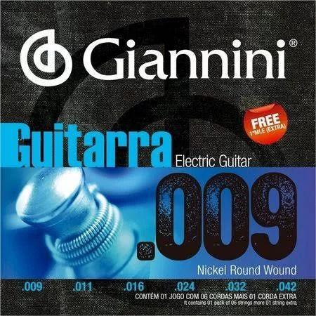 Encordoamento P/ Guitarra Giannini Geegst9 Niquel 0.009"