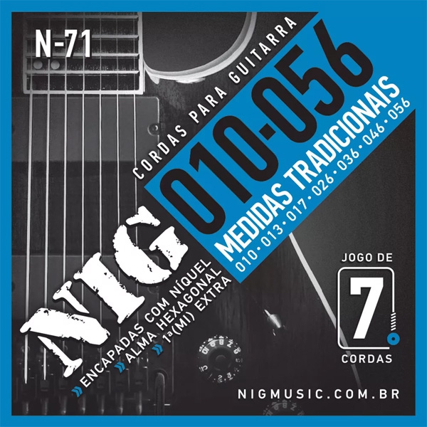 Encordoamento P/ Guitarra NIG N71 7 Cordas 0.10-0.56 - EC0070 - Nig Strings