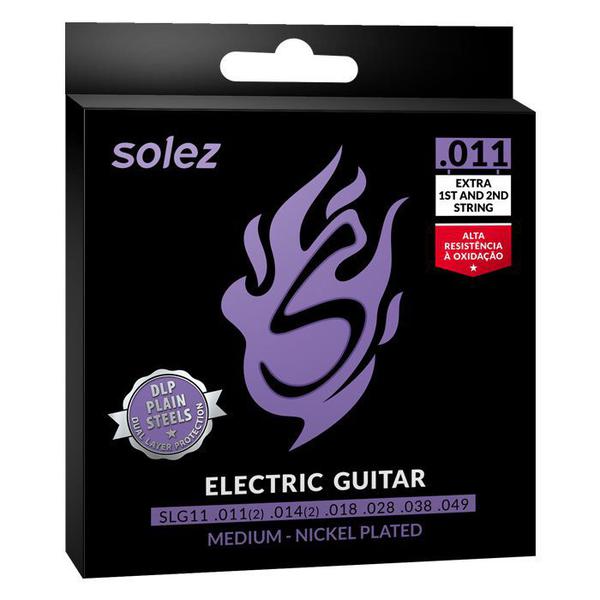 Encordoamento P/ Guitarra -- Tensão Média -- 011 -- SOLEZ - SLG11 -- 1 e 2 Cordas Extras
