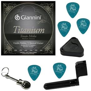 Encordoamento P/ Violão Nylon Giannini Titanium Média GENWTM + Acessórios IZ1