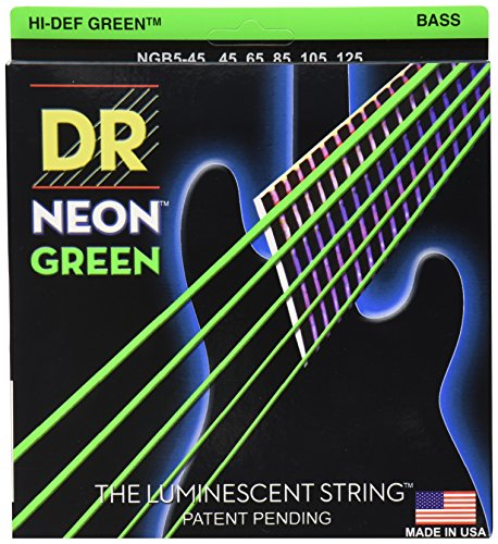 Encordoamento para Baixo 5 Cordas DR Strings Neon Green 0.45