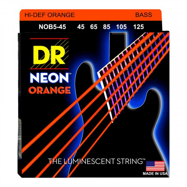 Encordoamento para Baixo Dr Nob5-45 Neon Orange 5 Cordas