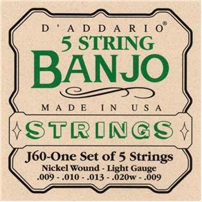 Encordoamento para Banjo 5 Cordas Leve J60 D.addario