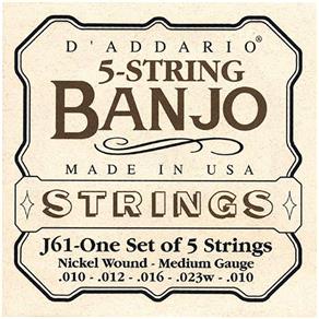 Encordoamento para Banjo 5 Cordas Medio J61 D.ADDARIO