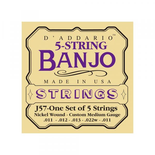 Encordoamento para Banjo D'addario J57 Medium Custom Strings 027087