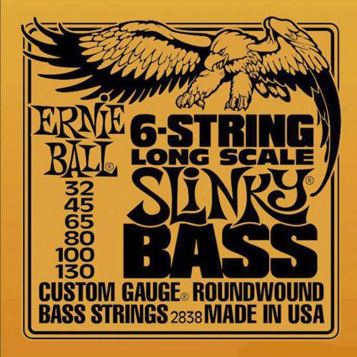 Encordoamento para Contrabaixo 6 String Slinky Bass 2838 6 Cordas, 032/.130 - Ernie Ball